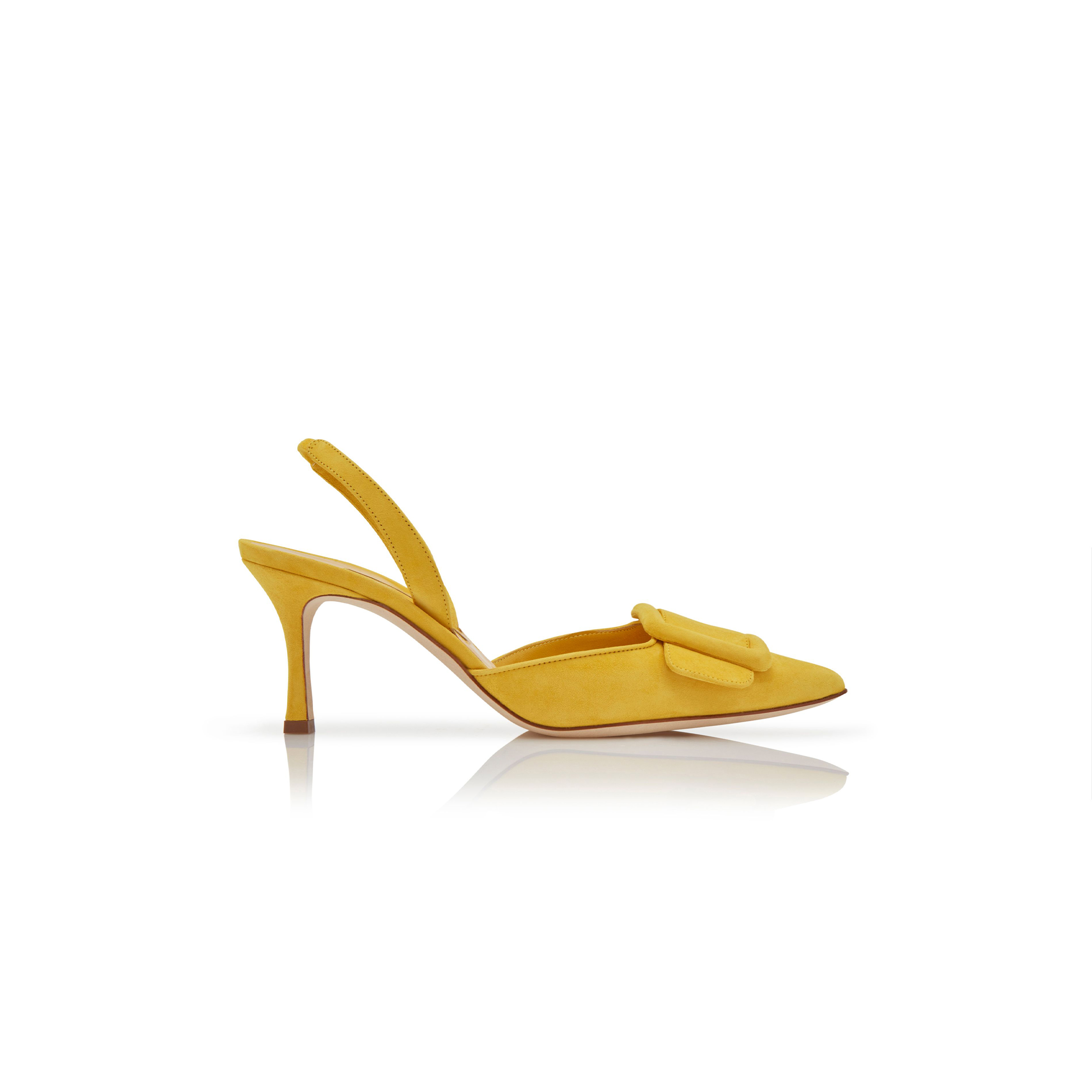 manolo blahnik maY*Li yellow suede slingback pumps 219-0182-0059